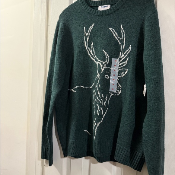 Old Navy Other - Old Navy Men's Dark Green Deer Crewneck Sweater M NWT